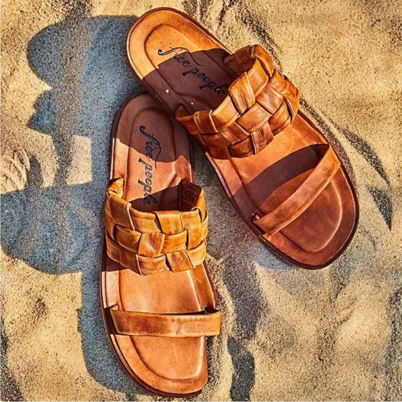 FREE PEOPLE Woven River Sandals Tan New in Box Size 7 - Picture 3 of 7